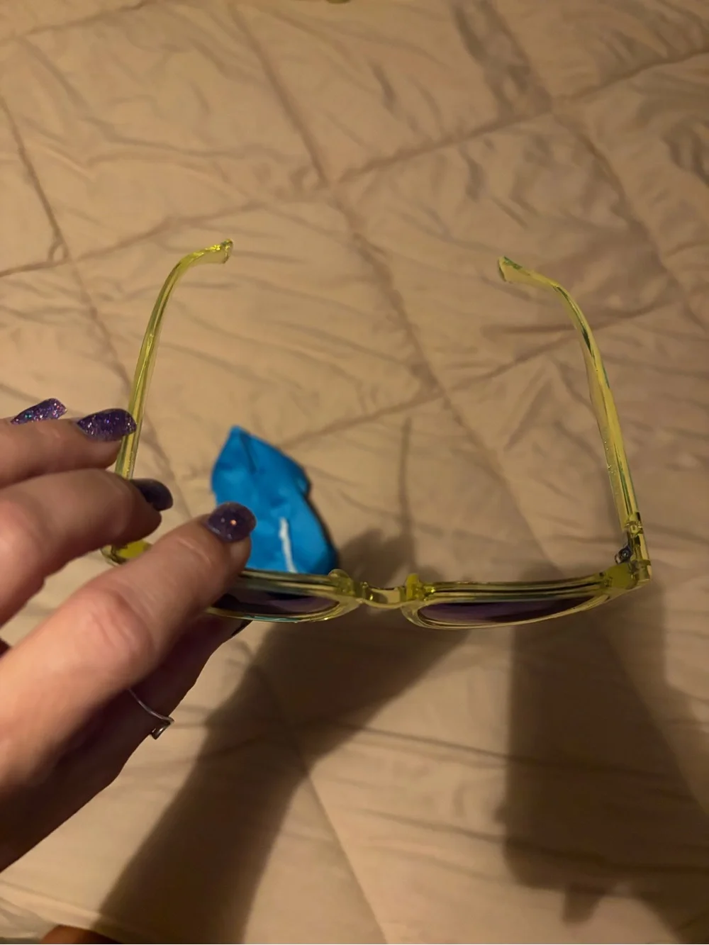 Women’s knockaround Yellow Frame Sunglasses with Blue Mirrored Lenses